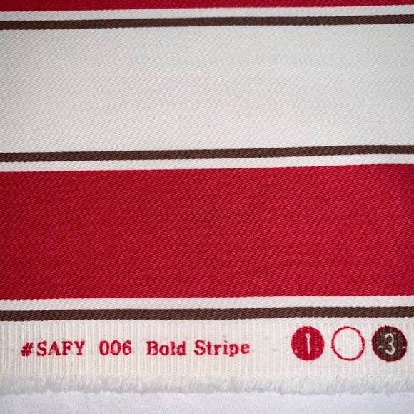 4.27 Yards Free Spirit Vicki Payne Pink Brown White Awning Cabana Stripe Fabric - Picture 4 of 4